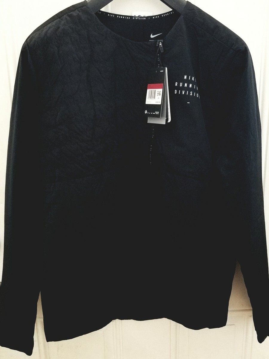 NIKE Running Division Ecofill LS Men's Pullover 1/4 Zip Black Size