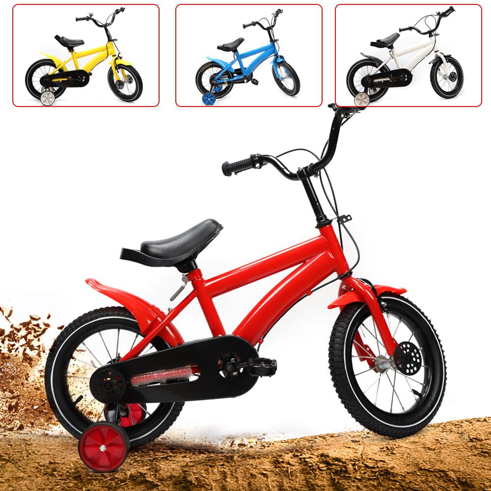 Vélo Fille 14 Pouces 3-6 Ans - Réglable En Hauteur, Freins Avant/arrière, Roues Stabilisatrices Et Panier Inclut