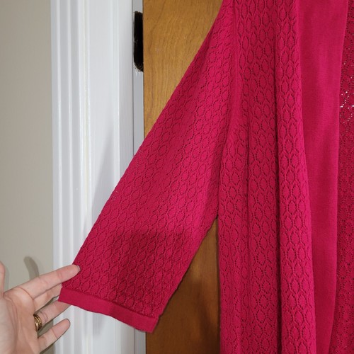 Hampshire Studio Thin Sweater/Cardigan, Large, Fuschia - Picture 4 of 4