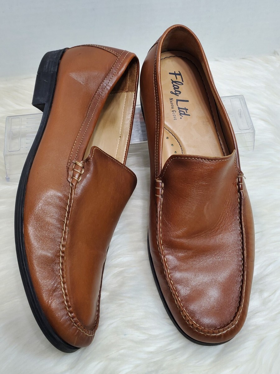 Flag Ltd. Nappa Glove Leather Soft Tan Brown Slip On Loafers  display picture 2