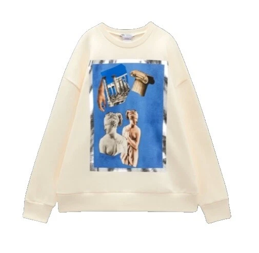 Zara White Long Sleeve Hoodies & Sweatshirts for Women