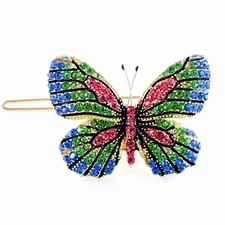 USA BUTTERFLY Hair Clip Hairpin use Swarovski Crystal Elegant Unique Green B-4