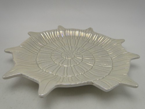 4 assiettes Fitz and Floyd Cape 1976 forme coquille de mer corail porcelaine irisée - Photo 4/17