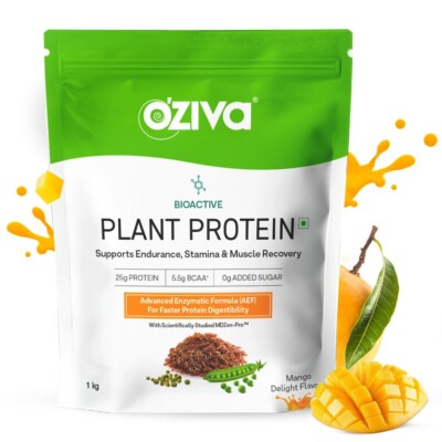 OZiva Bioactive Plant Protein for Everyday Fitness,(Mango, 1kg)