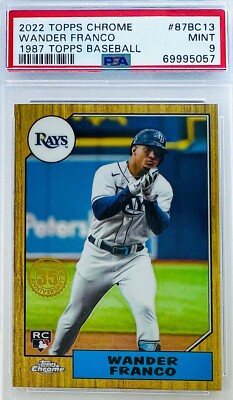 2022 Topps Chrome Wander Franco RC 1987 Topps Baseball PSA 9