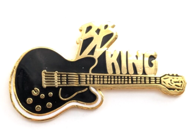 VTG BB King Black Lucille Guitar Gold Enamel Pin Blues Music