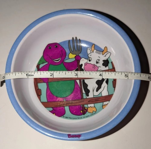 BARNEY PÚRPURA DINOSAURIO AGRICULTOR TV ZAK DISEÑOS TAZÓN DE CEREAL MELAMINA NIÑOS 1997 - Imagen 7 de 7