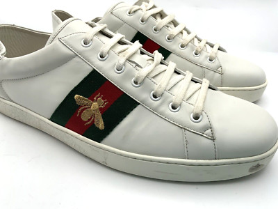 Authentic Gucci Ace GG White Leather Sneaker Men US 16