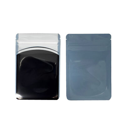 100/200/500 Clear & Black Flat Resealable Food Packaging Bags with Tear Notch