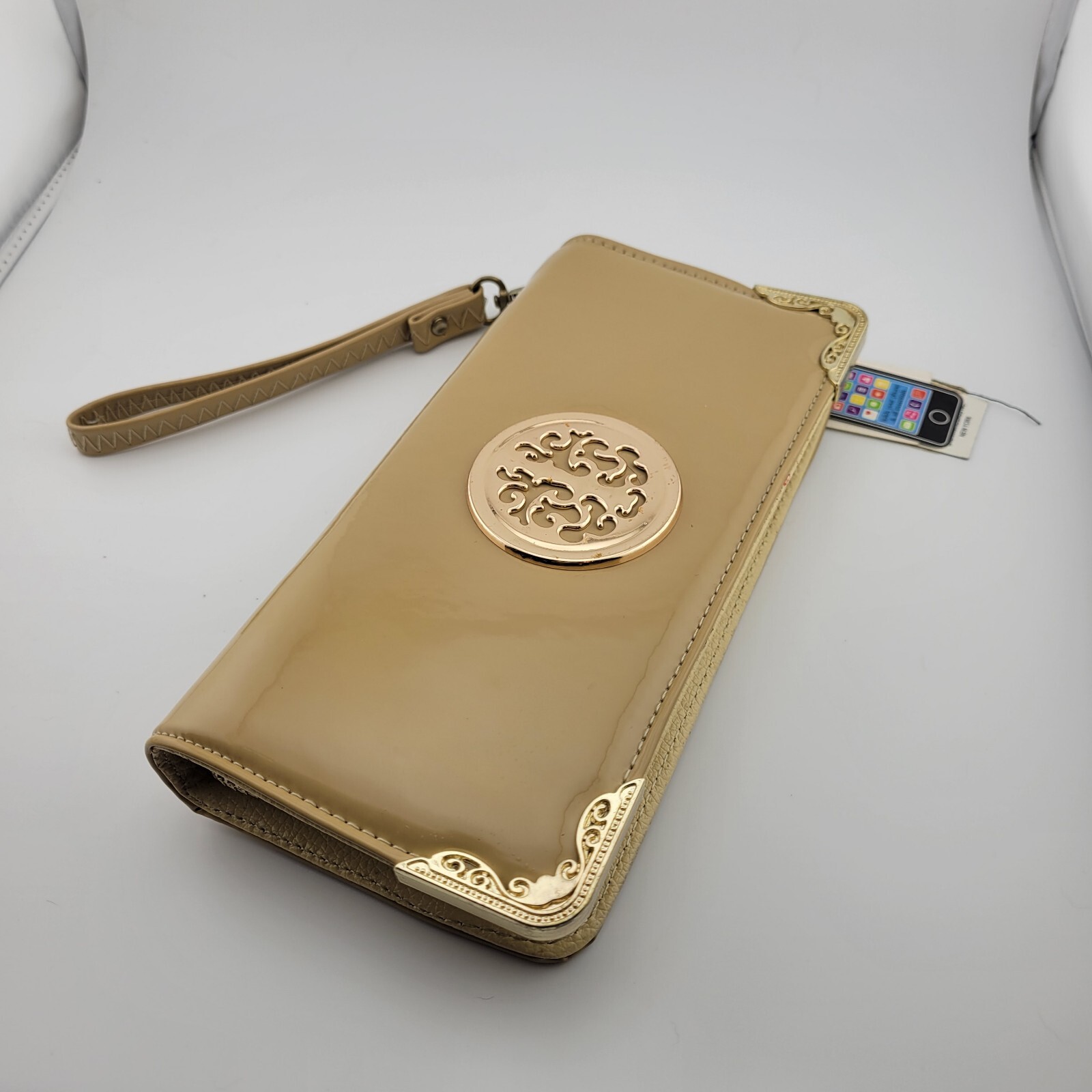 Women's Large Capacity Bone Color Wristlet Wallet with ID Credit Card Slots-image