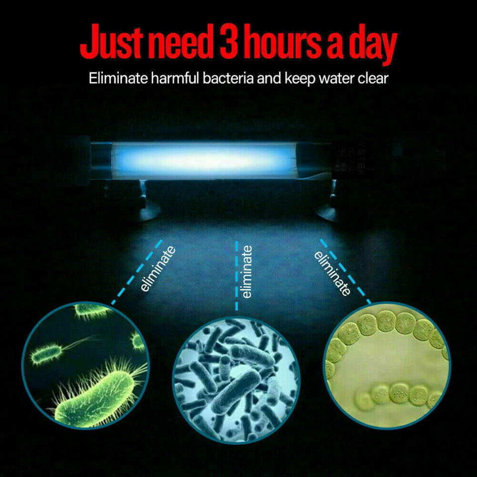 Lámpara limpia sumergible estanque esterilizador de luz UV germicida para pecera acuario Foto 4 de 4