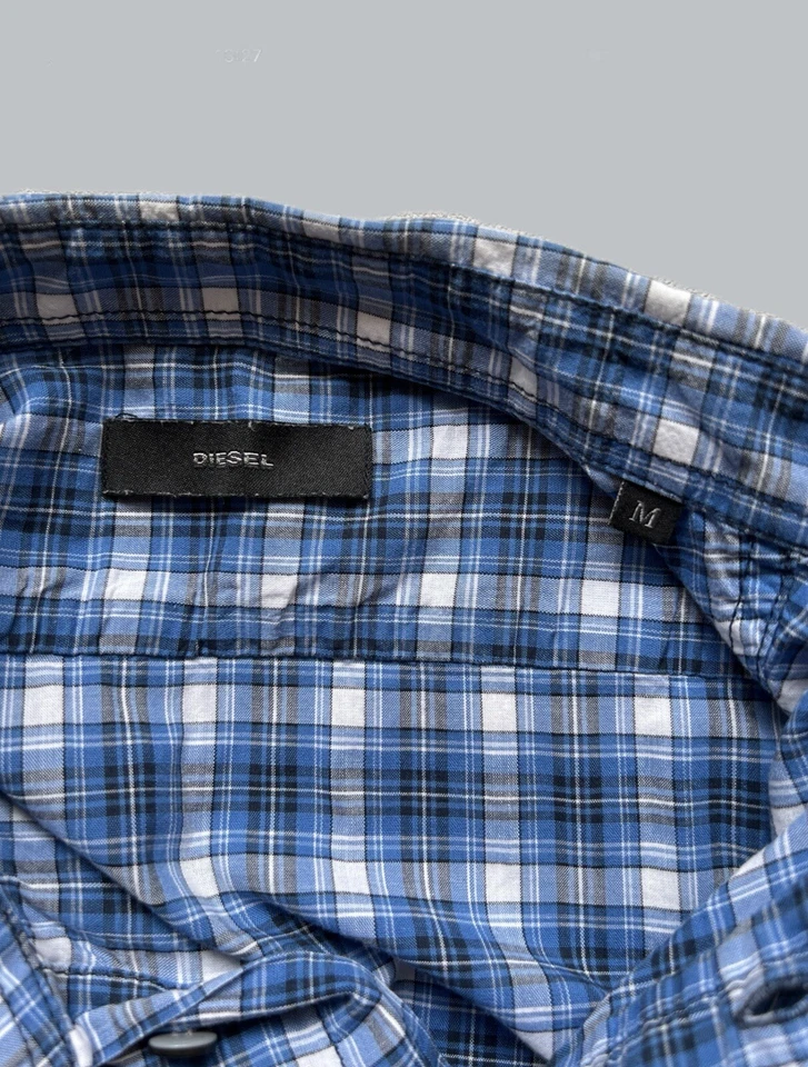 Camisa DIESEL Hombre Algodón Azul Cuadros Manga Corta Talla M Foto 4 de 4