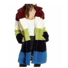 NWT 148.00 Blank NYC Colorblock Faux Fur Coat Sz.XS