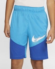 Nike Boys Drawstring Graphic Print Training Shorts CL8 Blue X-Large CJ7811-446