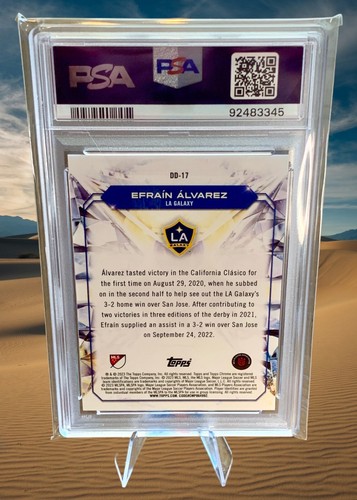 2023 Topps Chrome MLS Soccer Efrain Alvarez 17/99 LA Galaxy PSA 10 GEM Card - Picture 3 of 3