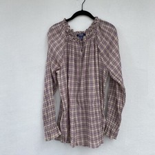 chaps tunic sz XL long sleeve ruffle neck and sleeve cotton