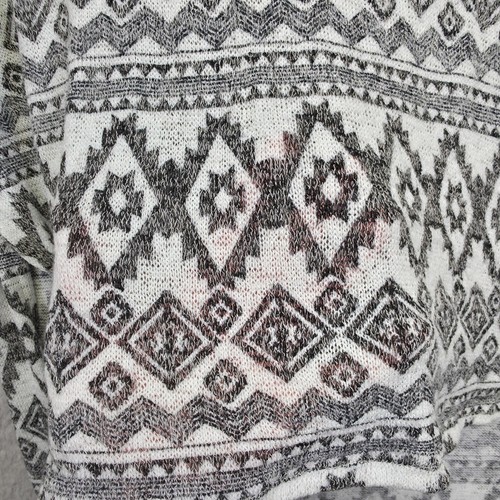 Almost Famous Top Womens L White Aztec Western Tribal Geometric Boho Open Knit - Picture 5 of 13