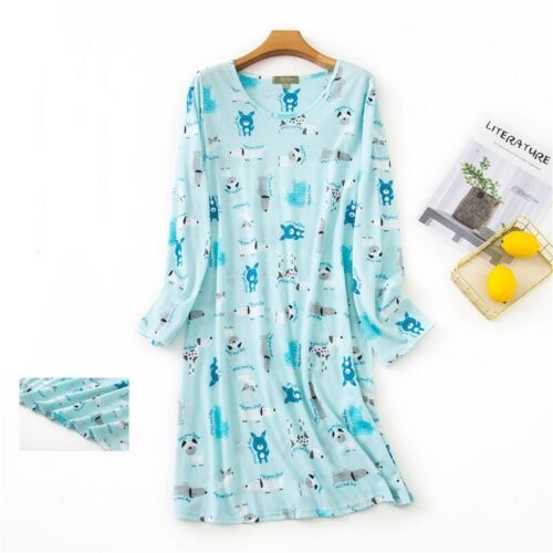 Womens Nightgown Sleepwear Pajamas Woman Long Sleeve Sleep Dress Nightshirt Top - Picture 14 of 22