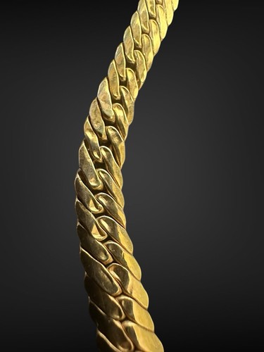 Collana catena Estate oro 14 carati 17,25" serpente serpentina piatta larga graduata 9,5 mm - Foto 4 di 7