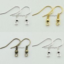 200/500pcs 18mm Silver/Gold/Bronze Plated Metal Earring Wires Hooks Findings