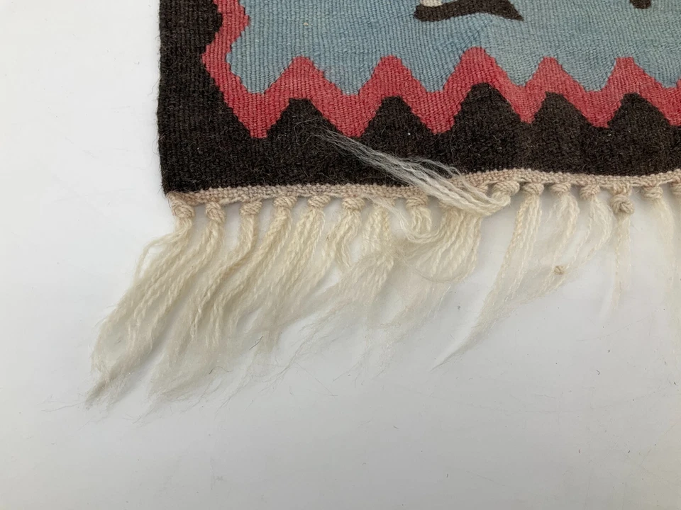 *KELIM TISCHLÄUFER MUSTER ORNAMENT BERBER TISCHDECKE WOLLE VINTAGE 49x49 - Bild 4 von 4