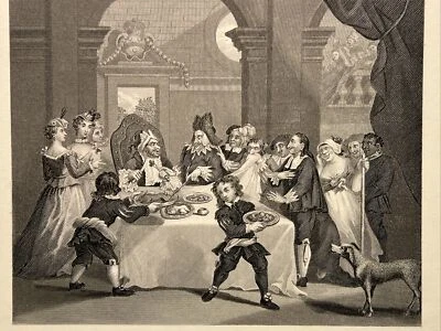 Sancho Starved By His Physician 1860 William Hogarth Antik Stahlstich ENGRAVING - Bild 1 von 4