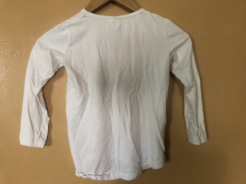 Zara Girls Size 7 T-Shirt Round Neck High Low Hem White Long Sleeve - Picture 8 of 11