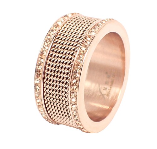 Edelstahlring Damen Ring 11mm breit rosegold silber gold Zirconia Steinen Brand - Bild 3 von 5