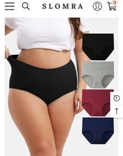 Womens Plus Size Cotton High Waist Briefs Full Coverage Panties 4 pk BLACK Sz 6X