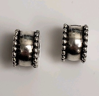 Set of 2 Pandora Sterling Silver Beveled Clip Charms 790267 STOCK - .14