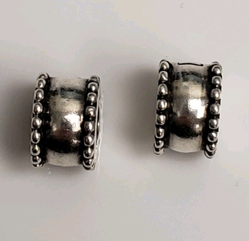 Set of 2 Pandora Sterling Silver Beveled Clip Charms 790267 STOCK - .14