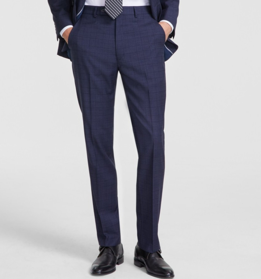Calvin Klein Mens Blue Wool Plaid Slim Flat-Front Jace Pants Suit Size 32W-30L 6090₽