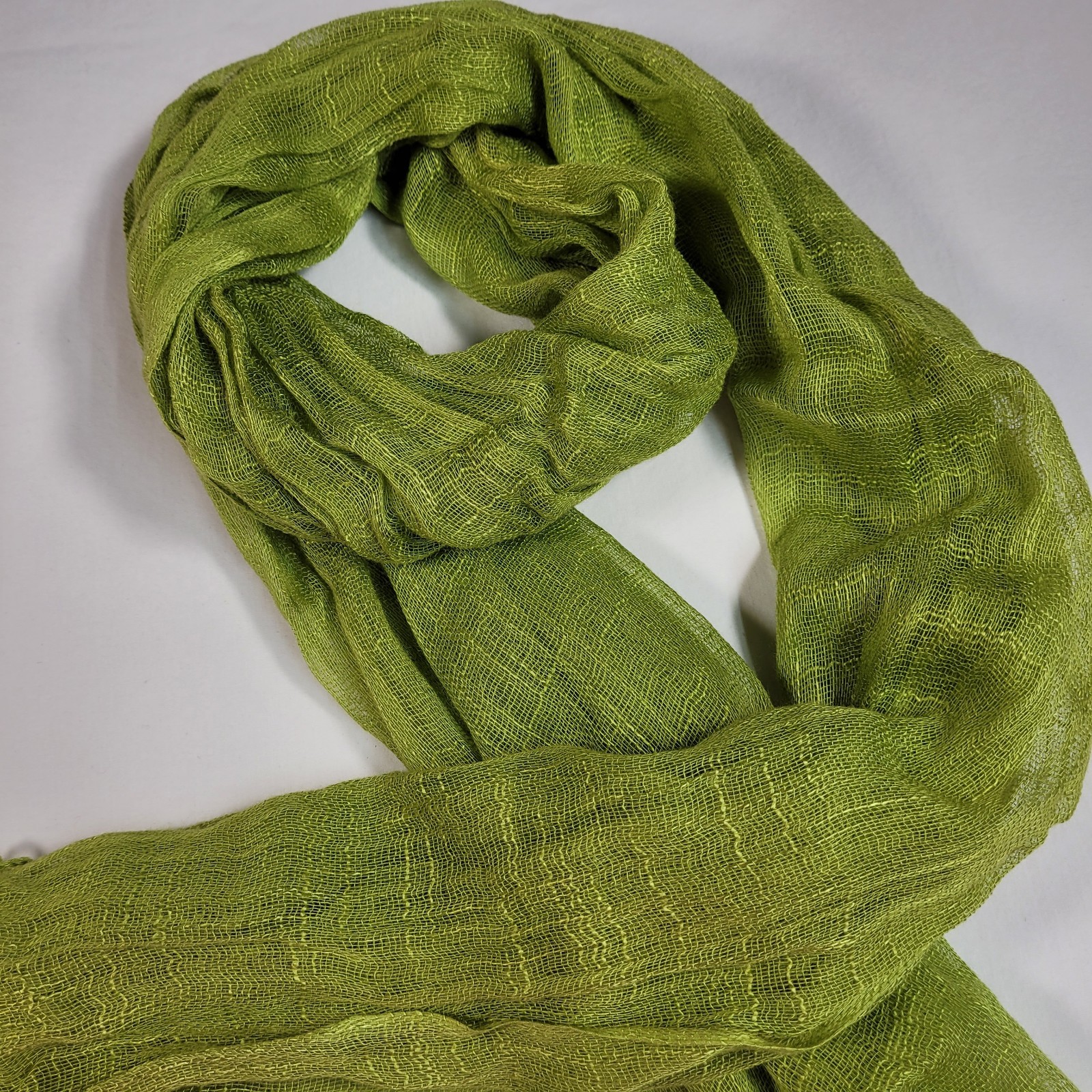 Women's Scarf Lime Green, Solid, Rectangular, Lig… - image 8