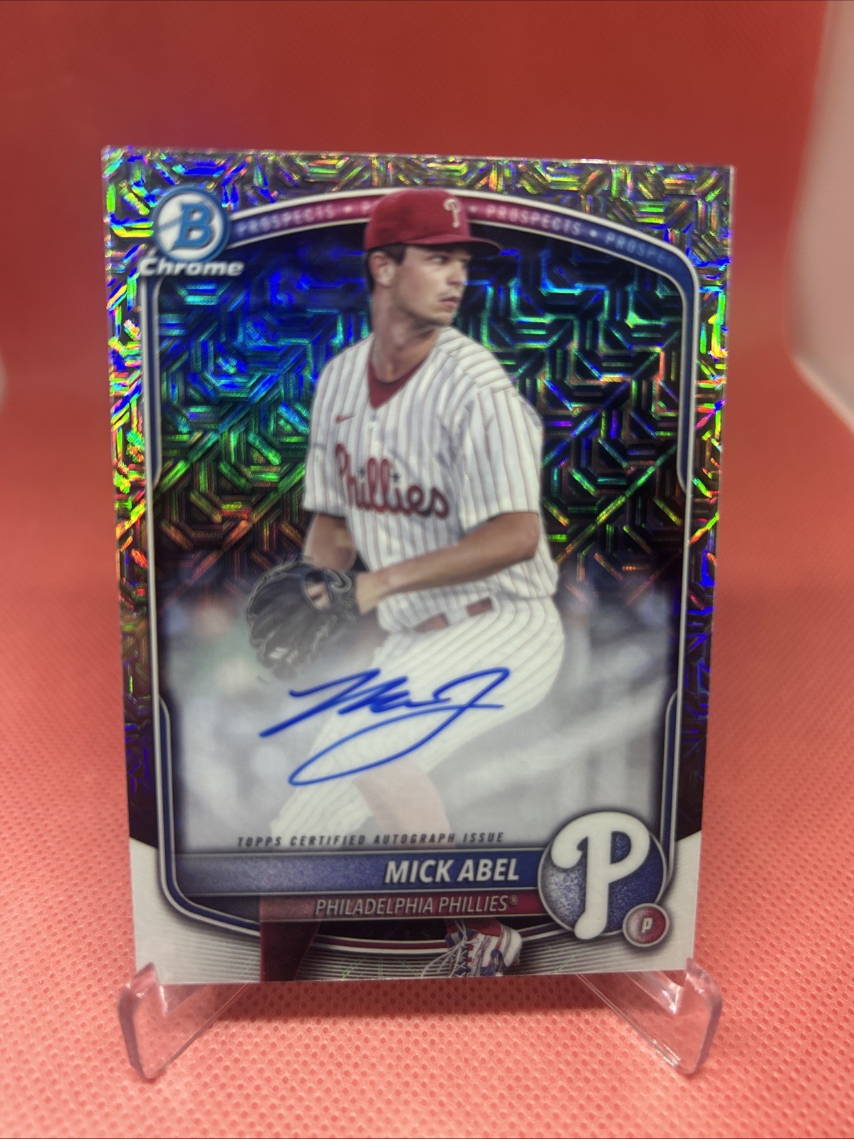 Mick Abel 2025 Bowman Chrome Mega Box Auto Phillies Twins 