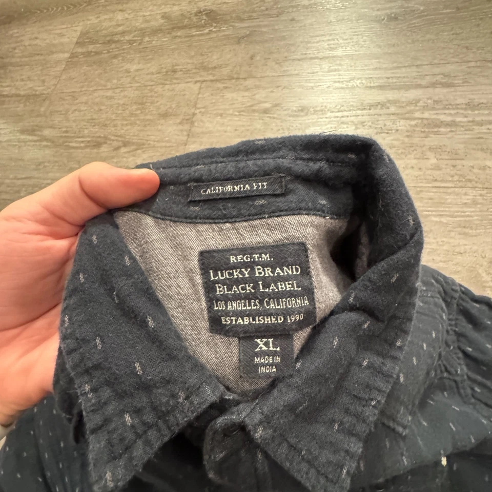 Lucky Brand Shirt Mens XL Black Pearl Snap Black Label Western California Fit - Image 3 of 4