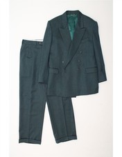 ANGELICO Mens Double Breasted 2 Piece Suit IT 50 Large W34 L30 Green BN15