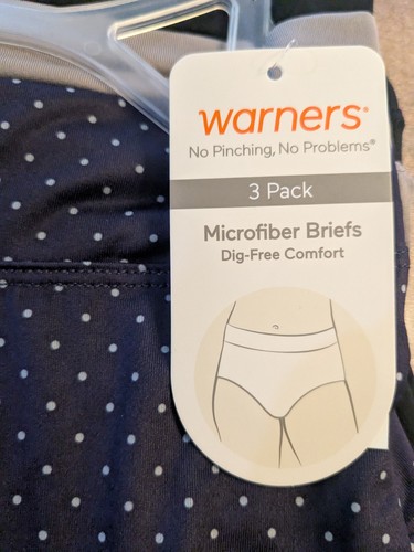 Warners Brief Panties High Waist Microfiber 3-pair Size L / 7 /LARGE No Pinching - Picture 5 of 6