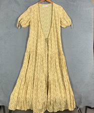Christy Dawn Augusta Wrap Dress Sz XS Lemon Vine Floral Tiered Puff Sleeve Midi