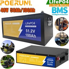 48V 50Ah 100Ah LiFePO4 Lithium Battery Deep Cycles Built-in BMS For Golf Cart RV
