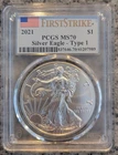 2021 T1 PCGS MS70 First Strike American Silver Eagle - Type 1 - Blue Label