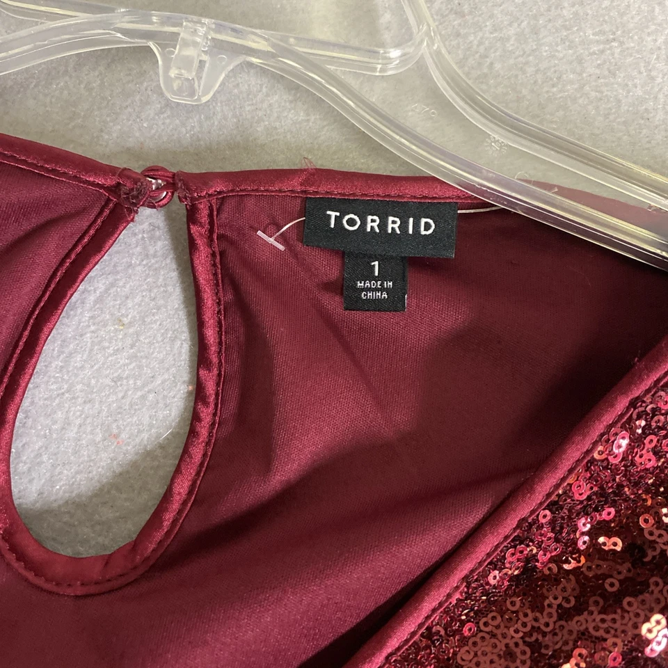 Vestido tórrido para mujer 1 rojo lentejuelas calce y acampanado fiesta vacaciones arándano Foto 3 de 3