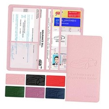 Valardoh Premium Car Registration and Insurance Card Holder, Car Document Pink