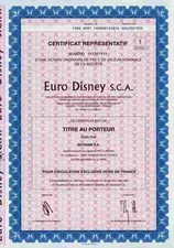 Euro Disney S.C.A. SICOVAM 1993 Montevrain Paris London Brüssel Disneyland 5 Frs