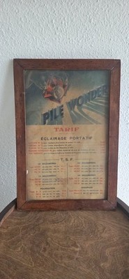 Altes Werbeplakat Batterie Wonder - Tarif Beleuchtung TSF - gerahmt