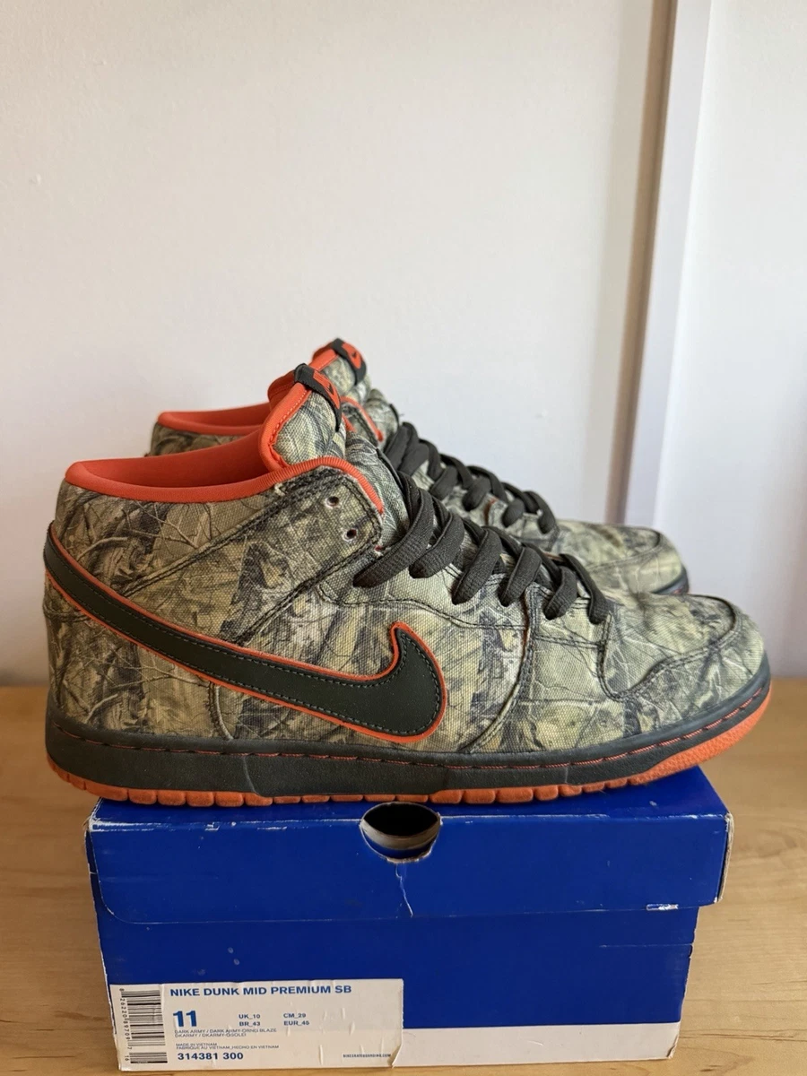 スケートボード NIKE DUNK MID PREMIUM SB REAL TREE CAMO Size 9 - Nike SB Dunk Mid Premium Real Tree Camo | eBay