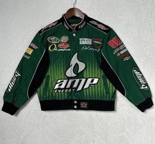 Dale Earnhardt Jr Green AMP Energy NASCAR Jacket Size Youth Boys Large 9-10 L