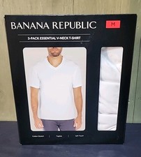 NEW Banana Republic Men's V-Neck Tee White T-Shirt Medium 3 Pack