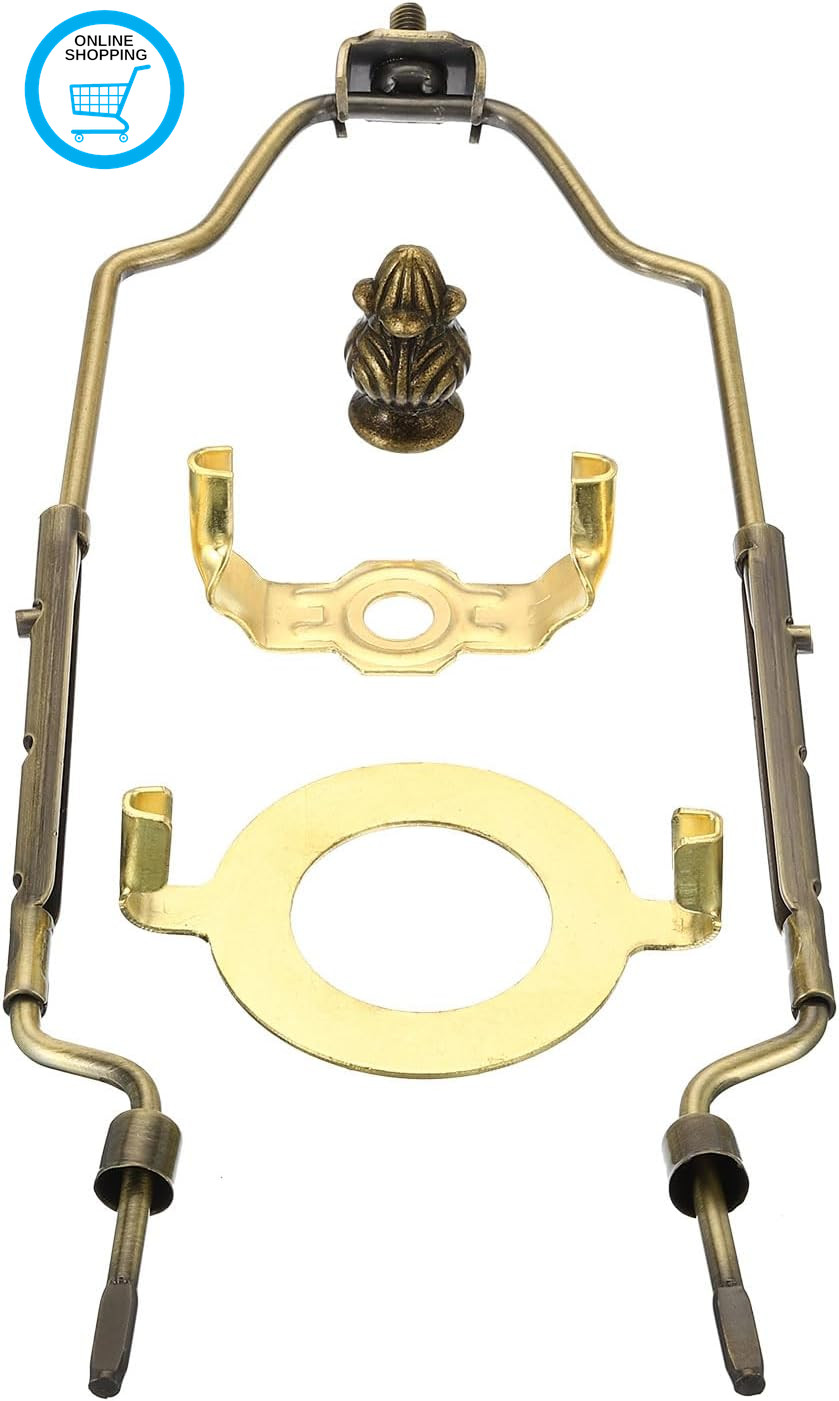 8 9 10 11 Inch Lamp Harp Kit with Finial, Adjustable Lamp Shade Bracket Holder w
