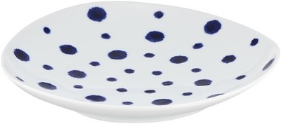 Hasami Ware Indigo Polka Dot Multi Plate Irregular Shape Ceramic Japan