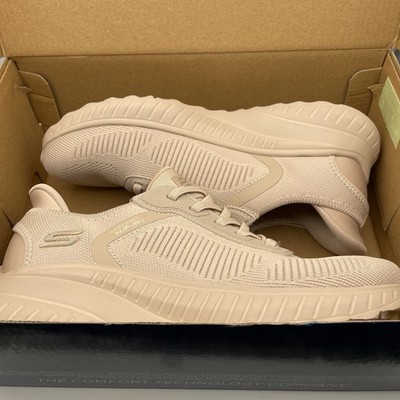 Skechers Bobs Squad Chaos Womens Size 5.5 Beige Athletic Running Shoes Worn Once